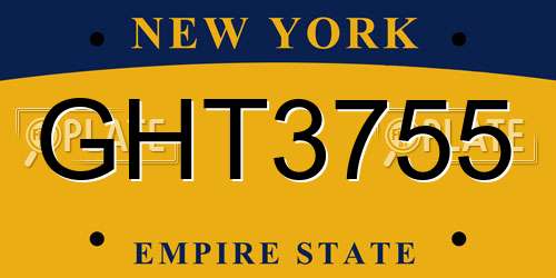 GHT3755 New York License Plate