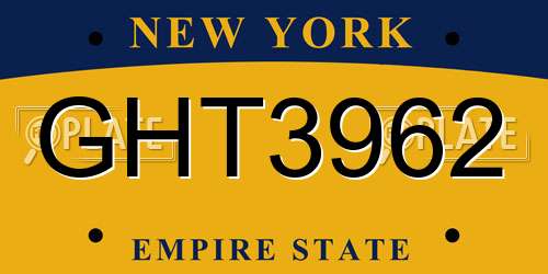 GHT3962 New York License Plate