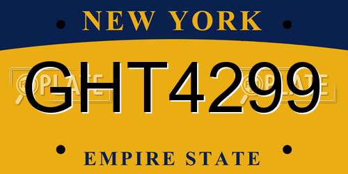 GHT4299 New York License Plate