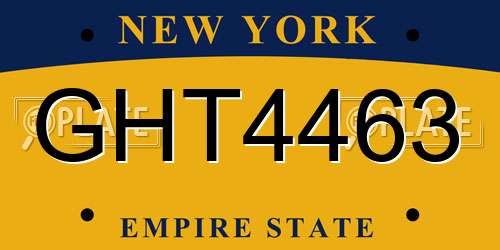 GHT4463 New York License Plate