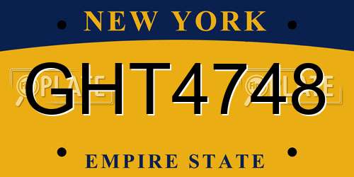 GHT4748 New York License Plate