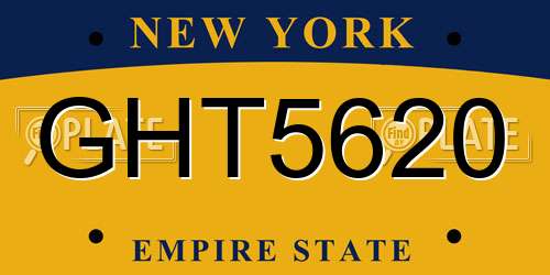 GHT5620 New York License Plate