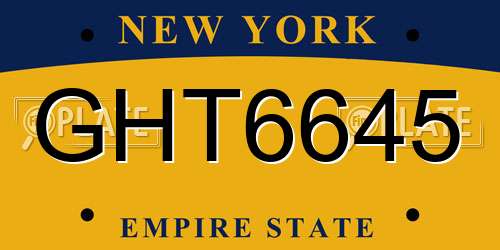 GHT6645 New York License Plate