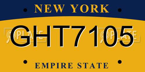 GHT7105 New York License Plate