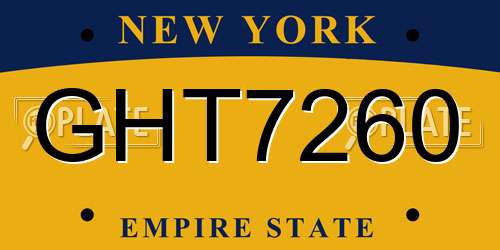 GHT7260 New York License Plate