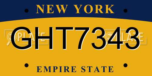 GHT7343 New York License Plate