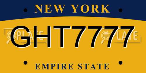 GHT7777 New York License Plate