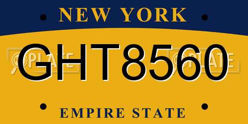 GHT8560 New York License Plate