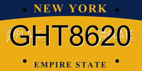 GHT8620 New York License Plate