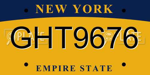 GHT9676 New York License Plate