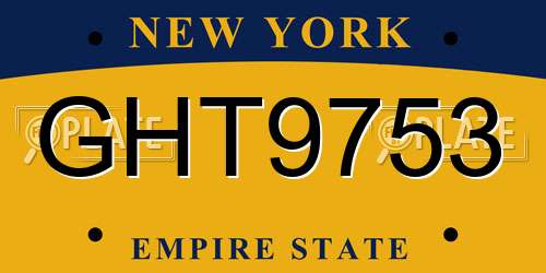 GHT9753 New York License Plate