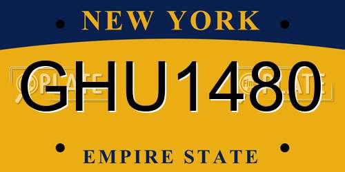 GHU1480 New York License Plate