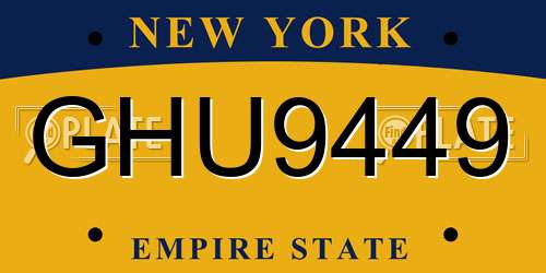 GHU9449 New York License Plate