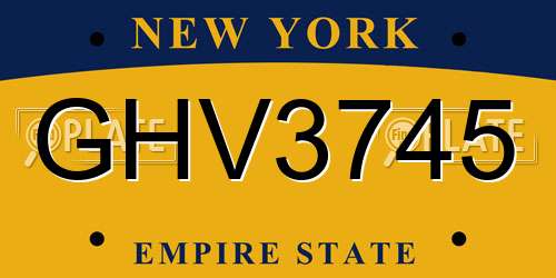 GHV3745 New York License Plate