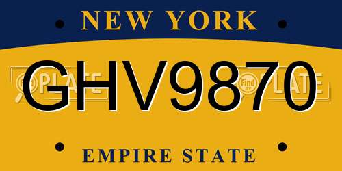 GHV9870 New York License Plate