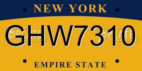 GHW7310 New York License Plate