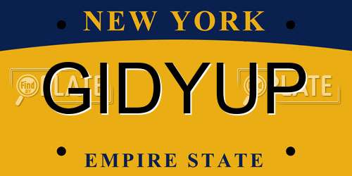 GIDYUP New York License Plate