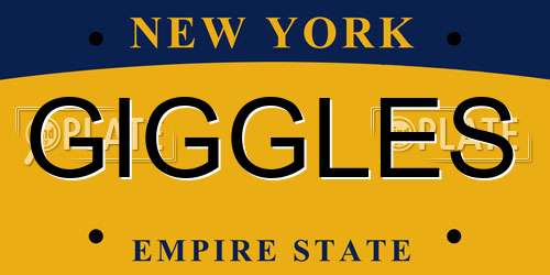 GIGGLES New York License Plate
