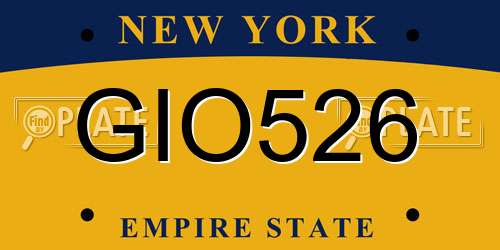 GIO526 New York License Plate