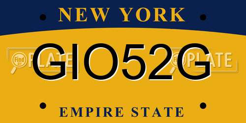 GIO52G New York License Plate