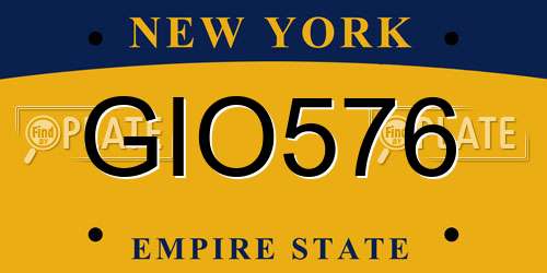 GIO576 New York License Plate