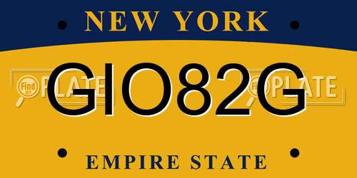 GIO82G New York License Plate