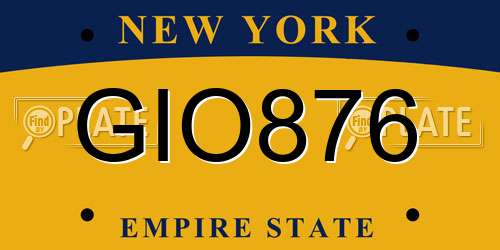 GIO876 New York License Plate