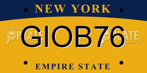 GIOB76 New York License Plate