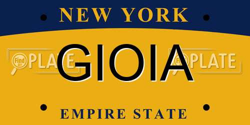 GIOIA New York License Plate