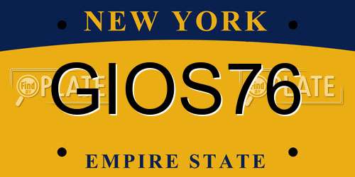 GIOS76 New York License Plate