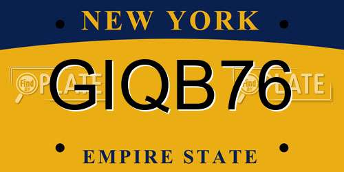 GIQB76 New York License Plate
