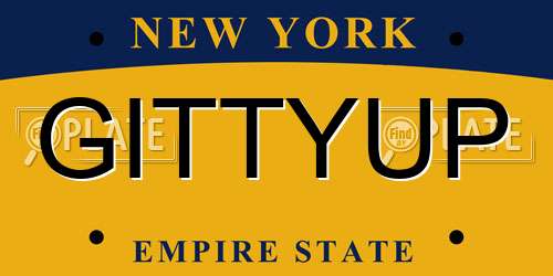 GITTYUP New York License Plate