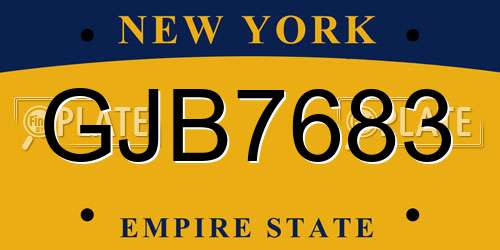 GJB7683 New York License Plate