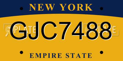 GJC7488 New York License Plate