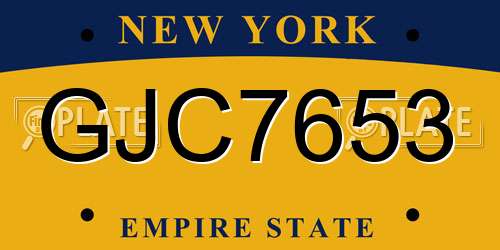 GJC7653 New York License Plate