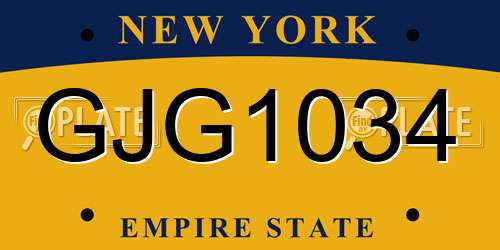 GJG1034 New York License Plate