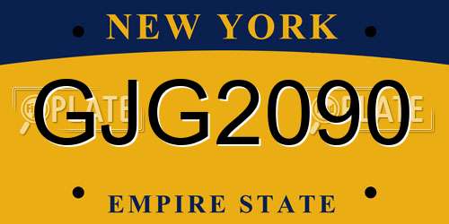 GJG2090 New York License Plate