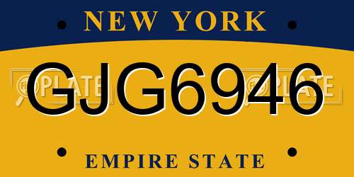 GJG6946 New York License Plate