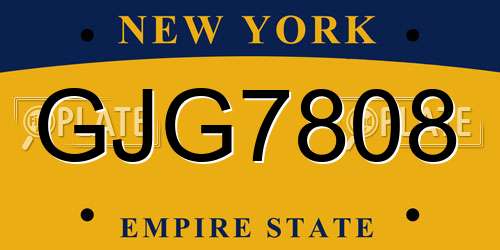 GJG7808 New York License Plate