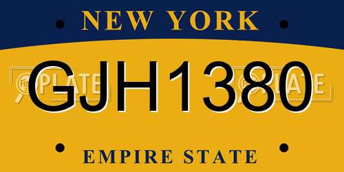 GJH1380 New York License Plate