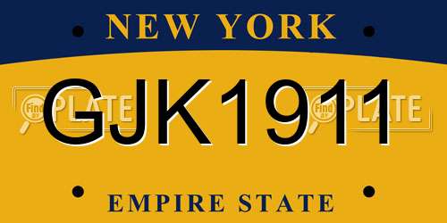 GJK1911 New York License Plate