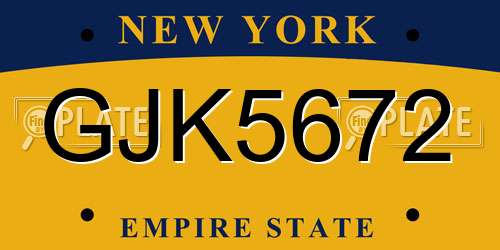 GJK5672 New York License Plate