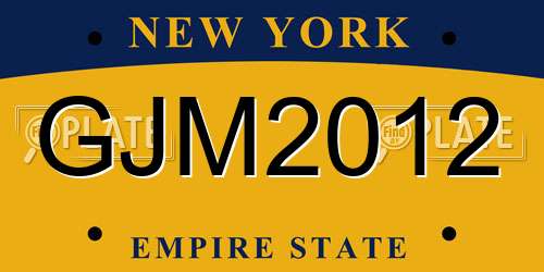 GJM2012 New York License Plate
