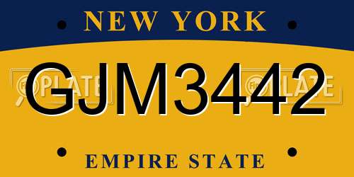 GJM3442 New York License Plate