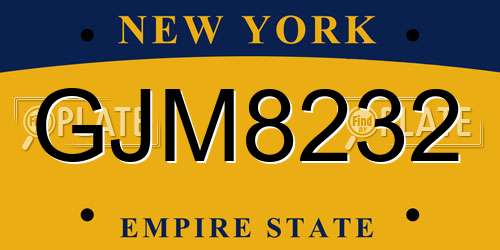 GJM8232 New York License Plate