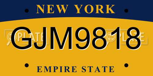 GJM9818 New York License Plate
