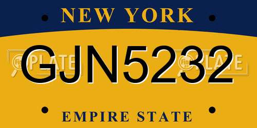 GJN5232 New York License Plate
