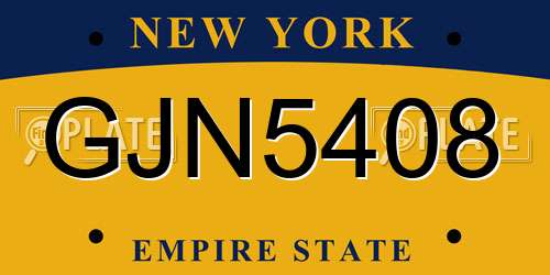 GJN5408 New York License Plate