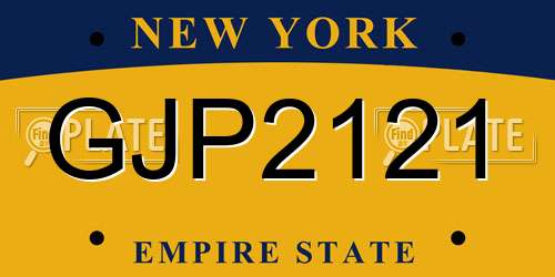 GJP2121 New York License Plate