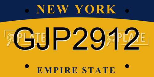 GJP2912 New York License Plate